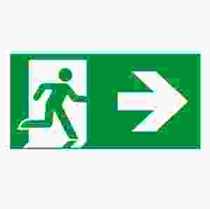Efterlysande utrymningsskylt, höger